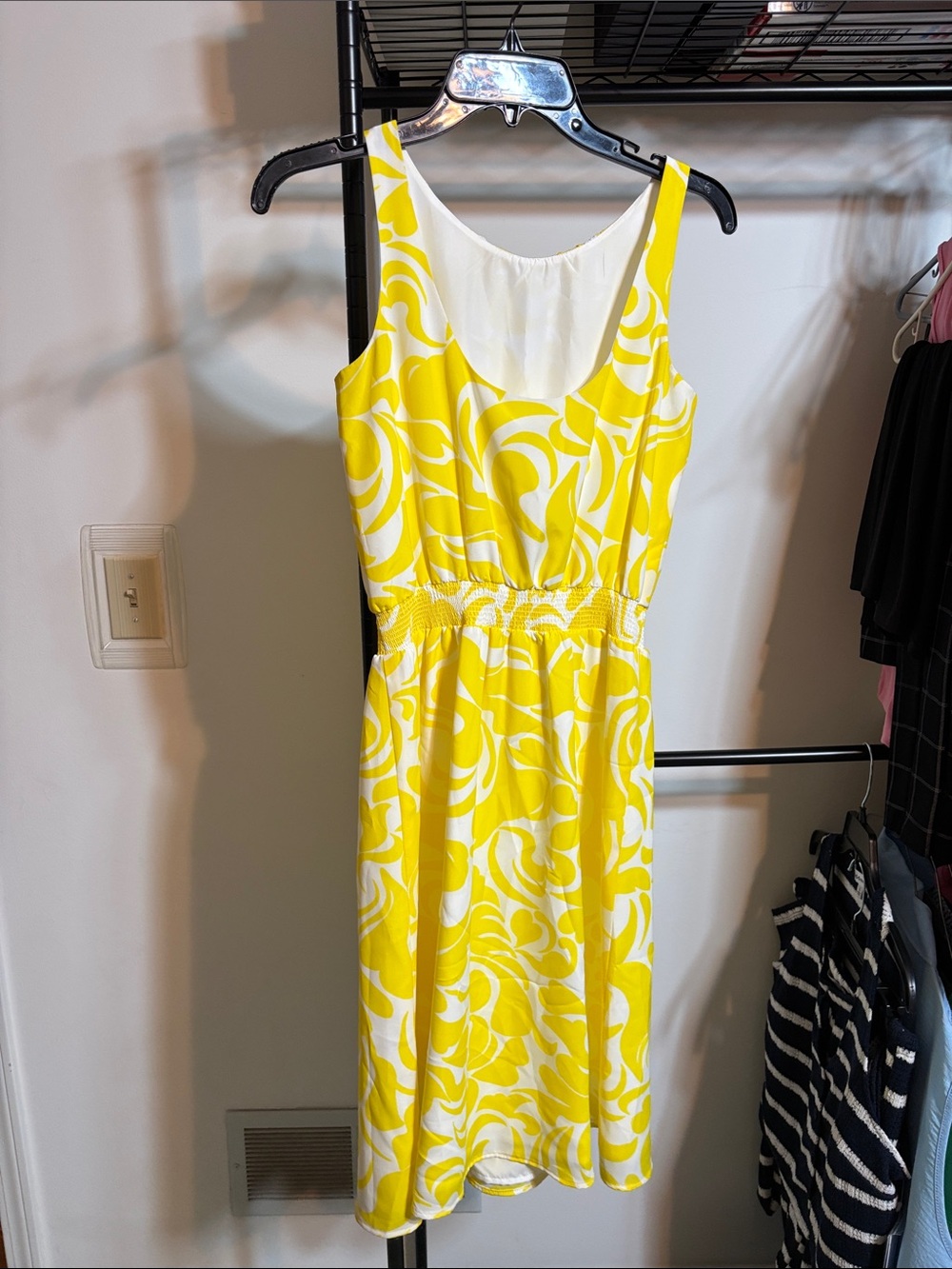 Ann Taylor Yellow and White Abstract Print Dress